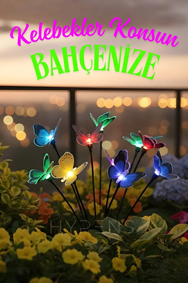 6 Led'li Renkli KELEBEK Güneş Enerjili Bahçe Aydınlatması